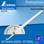 Shinwa ครึ่งวงกลมวัดองศา สเกลสลักและเคลือบด้วยโครม ทนทาน รุ่น 62774 - Stainless Steel Protractor. Ø120mm No.62774