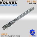 ดอกต๊าปเครื่องร่องเลื้อยไฮสปีดโคบอลสีขาวหน่วยนิ้ว(PT / Rc) - HSS-E Machine Taps Spiral Flute Bright Finish Taper Pipe Thread (PT / Rc) [Brand: Volkel]