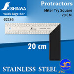 ฉากช่างไม้มีสเกล บรรทัดวัสดุสแตนเลส - Miter Try Square Stainless Steel Blade Aluminium Base [Brand: Shinwa]