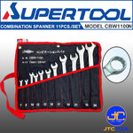 Supertool ชุดประแจปากตายข้างแหวน11ชิ้น ขนาด 7-24มิล รุ่น CBW1100N - Combination Spanner 11 Pcs. Set Size 7-24mm. No.CBW1100N