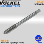 ดอกต๊าปเครื่องร่องตรงไฮสปีดโคบอลสีขาวหน่วยนิ้ว(BSW) - HSS-E Machine Taps Spiral Point Bright Finish Whitworth Thread (BSW) [Brand: Volkel]