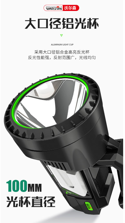 ไฟฉายสะพายแรงสูง แบบส่องไกลรุ่นใหม่ พร้อมโคมสีขาว และแดง ปรับระดับได้ Warsun H9006 หลอด Osram