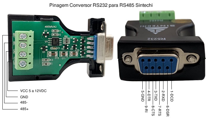 DB9 9-Pin RS232 to RS485 Passive Adapter Converter ตัวแปลง RS-232 to RS-485