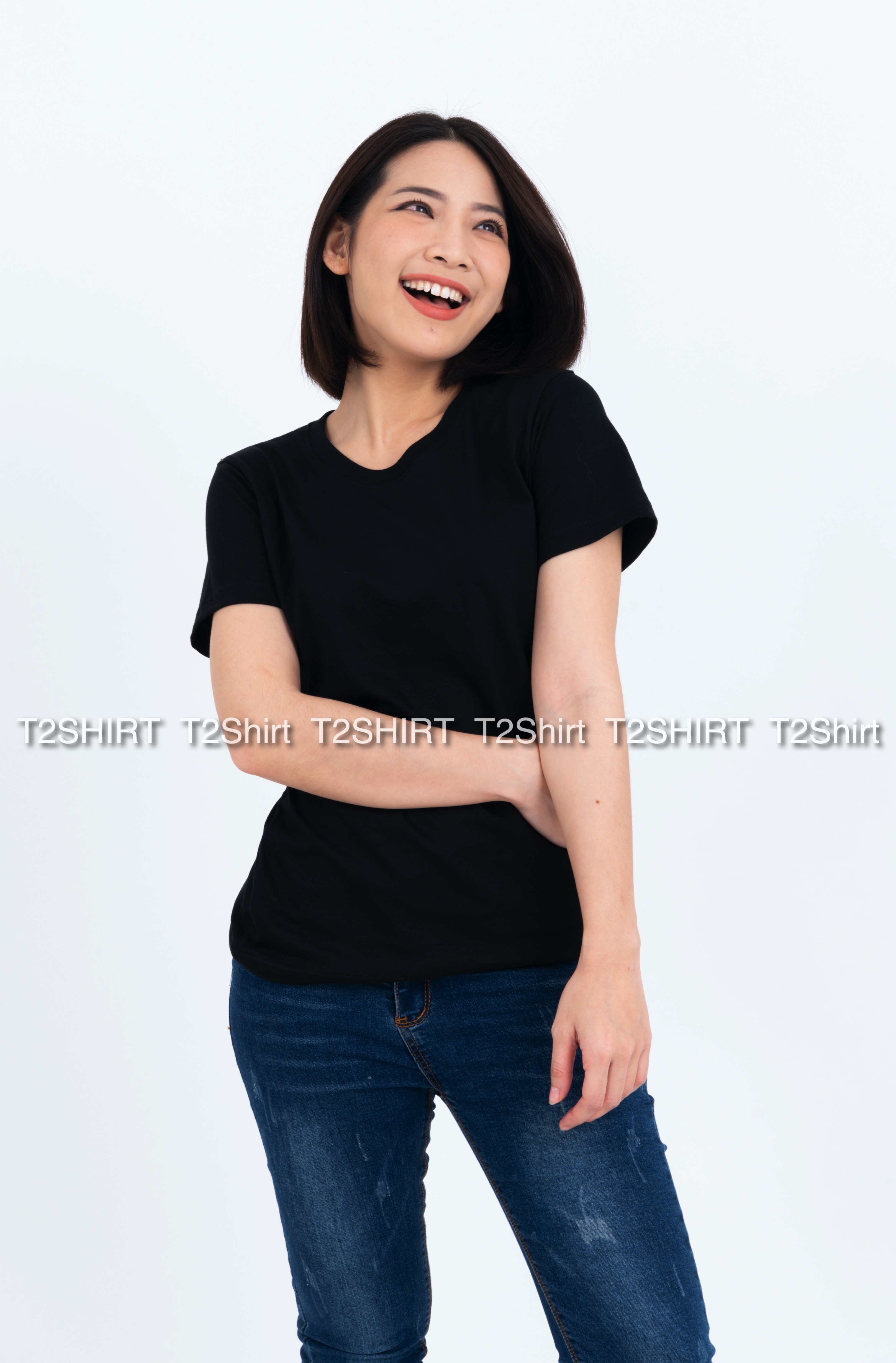 เสื้อยืด คอกลม แขนสั้น สีดำ Size M