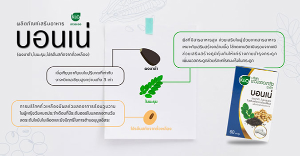 บอนเน่ ขาวละออเภสัช Khaolaor เสริมสร้างมวลกระดูก ป้องกันกระดูกพรุน (60 แคปซูล)