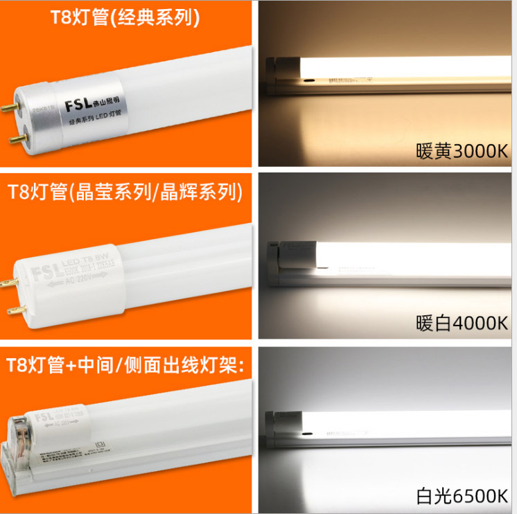 ชุดโคมไฟ T8 LED พร้อมหลอด FSL ขนาด 1.2 m 22 W multi color
