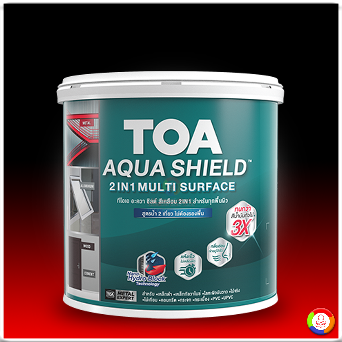 TOA AQUA SHIELD 2IN1 MULTI SURFACE ทีโอเอ อะควาชิลด์ สีเคลือบรวมรองพื้น สูตรน้ำ
