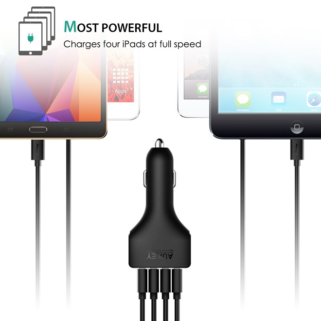 ที่ชาร์จในรถ Aukey 4-Port USB Car Charger Quick Charge 3.0 with PowerAll (QC 3.0 + QC 2.0) + แถมสาย USB (CC-T9)