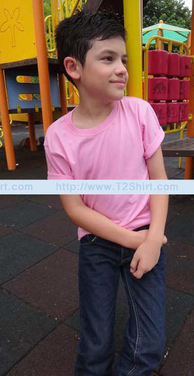 เสื้อยืดเด็ก คอกลม แขนสั้น สีชมพูอ่อน Size XL