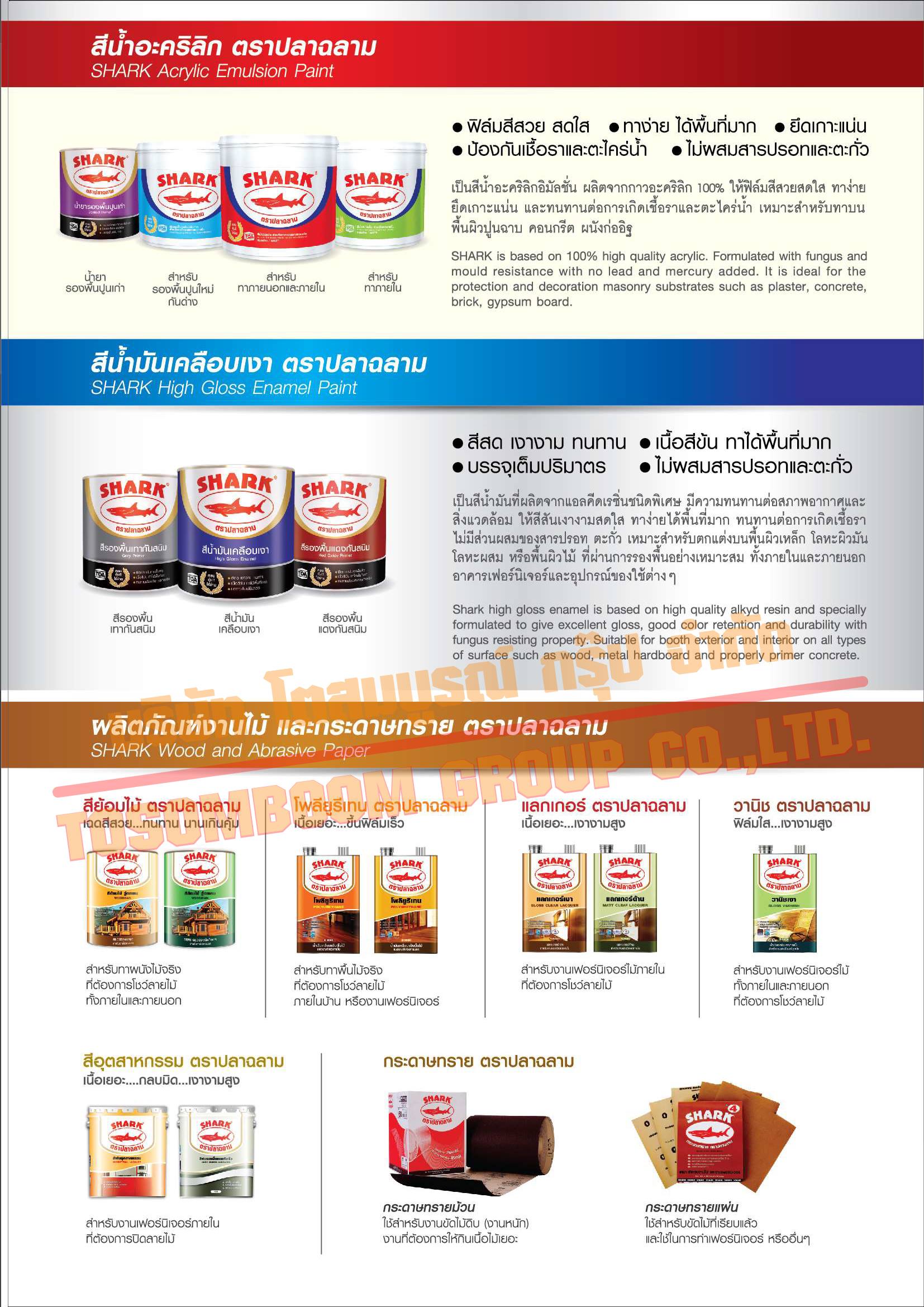 SHARK Matt Interior Emulsion Paint ปลาฉลาม สีน้ำอะคริลิกชนิดด้าน สำหรับภายใน 18 L.