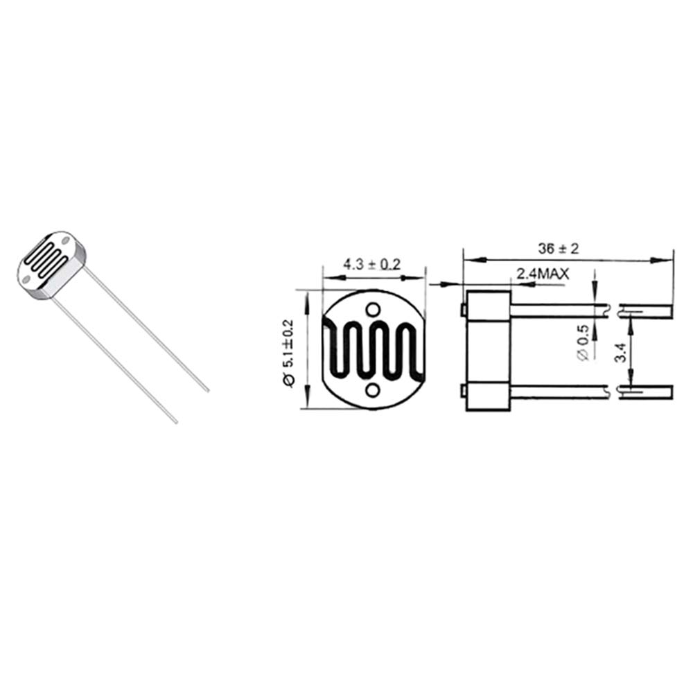 GL5516 Light Dependent Resistor Photoresistor LDR 5mm ตัวต้านทานปรับค่าตามแสง Photo Resistor