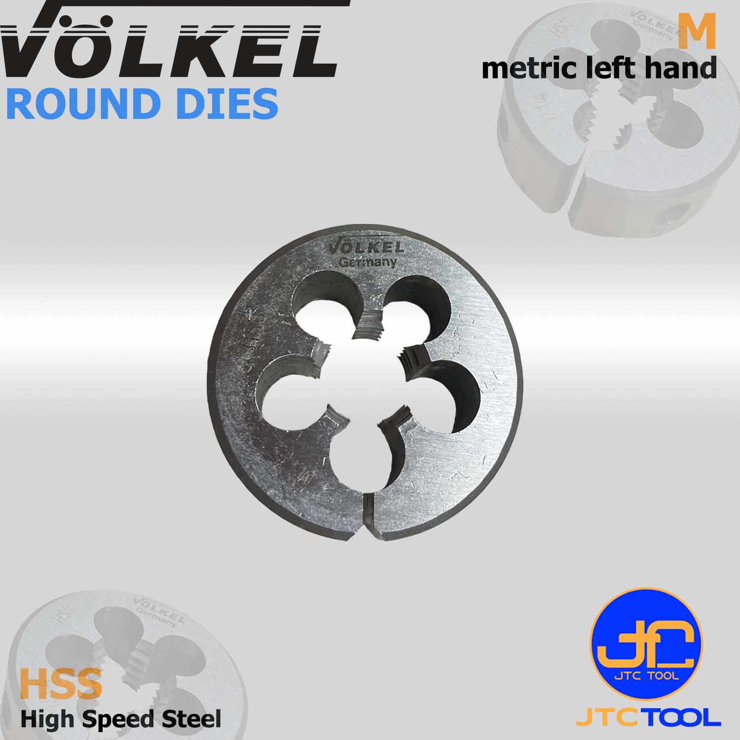 ดายต๊าปเกลียวไฮสปีดหน่วยมิลเกลียวซ้าย(M) - HSS Round Die Metric Thread Left Hand (M) [Brand: Volkel]
