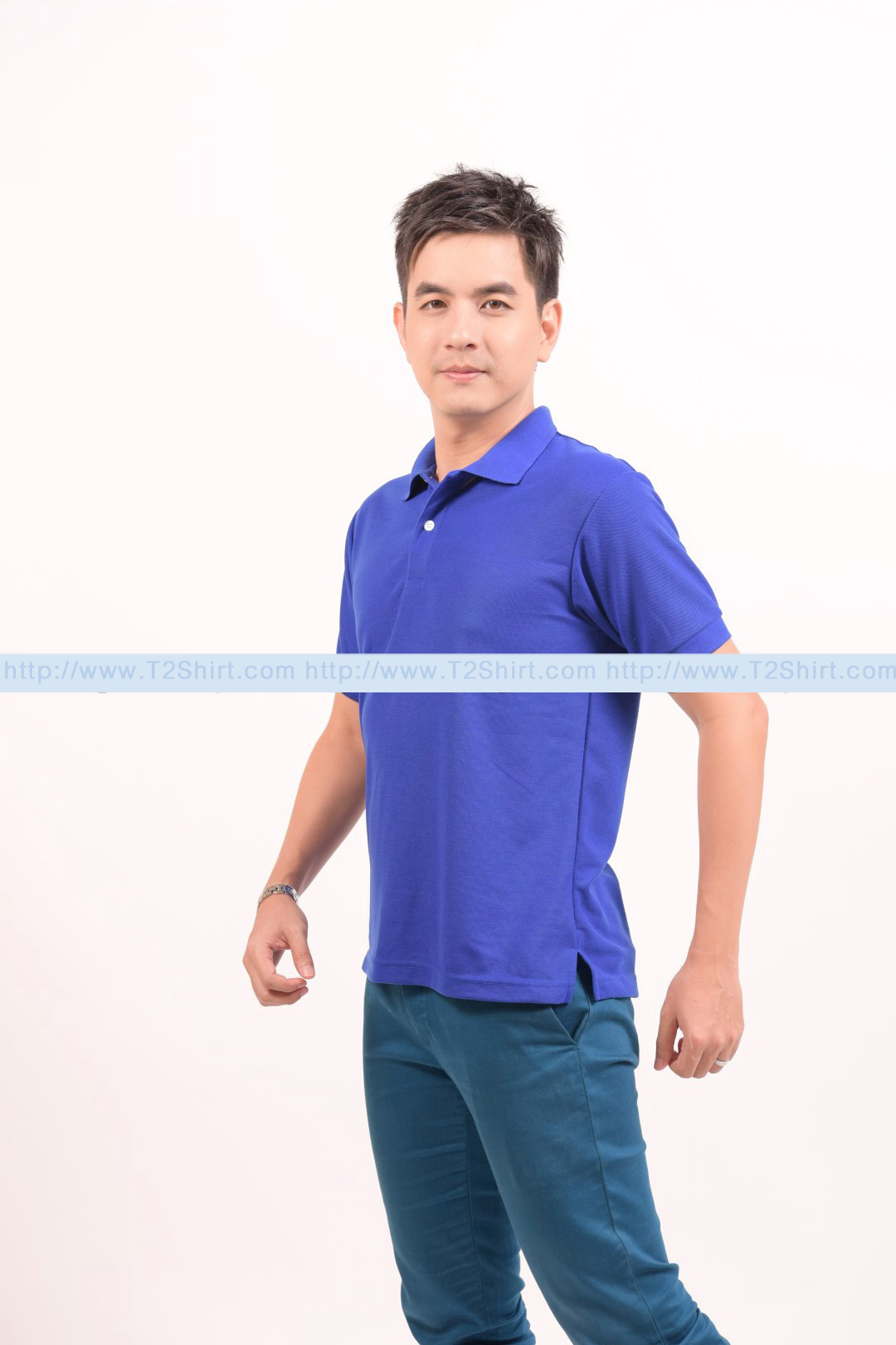 เสื้อโปโล TK แขนสั้น ทรงตรง สีน้ำเงิน Size L