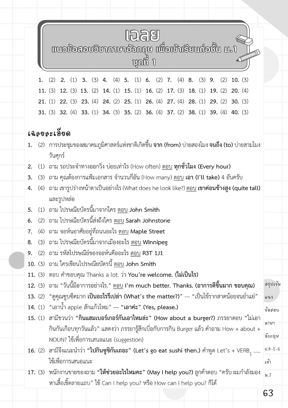 สรุปเข้ม แนวข้อสอบ ภาษาอังกฤษ ป. 4-5-6 เข้า ม.1 โดย พ.ศ.พัฒนา