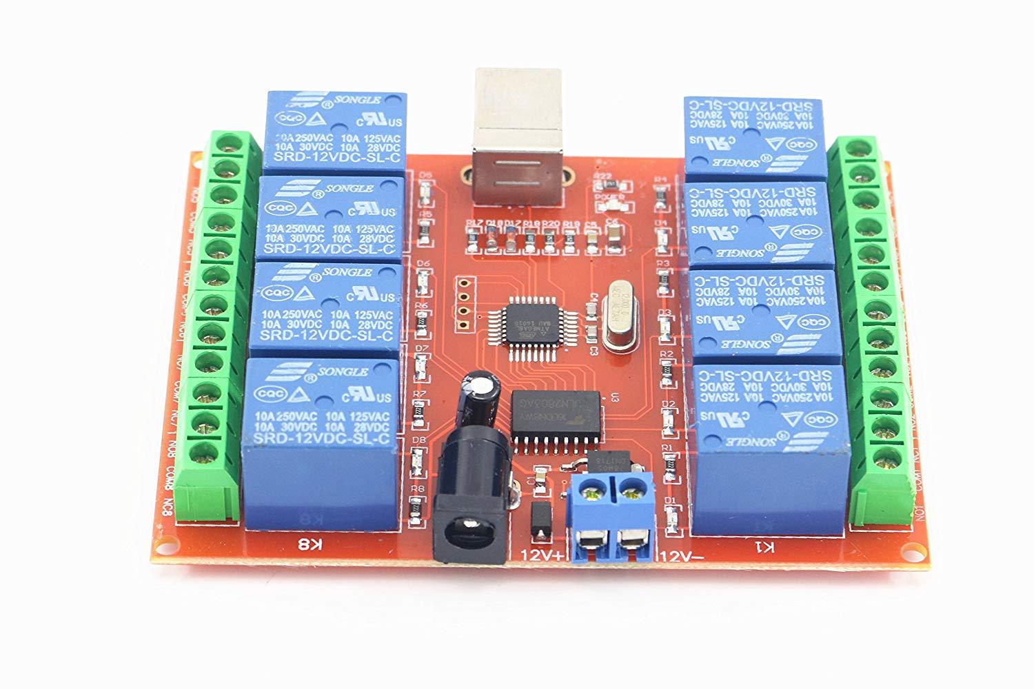 8 Channel USB Relay Module Programmable Computer Control บอร์ดรีเลย์สำหรับควบคุมโดยคอมพิวเตอร์