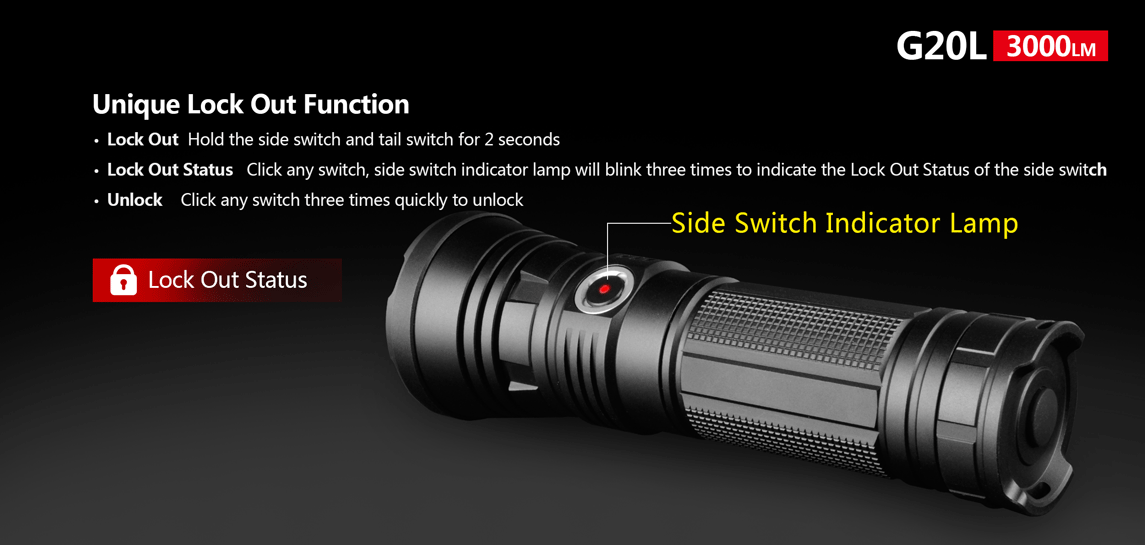 ไฟฉายพกพาคุณภาพสูง แบบแสงกว้าง Klarus G20L