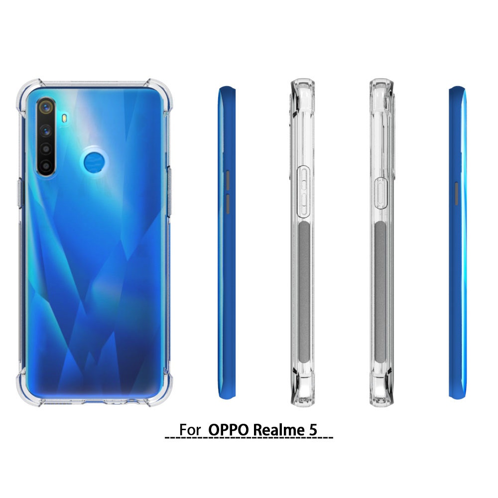เคส Realme 5 แบบ TPU ใสเสริมขอบและมุมกันกระแทก