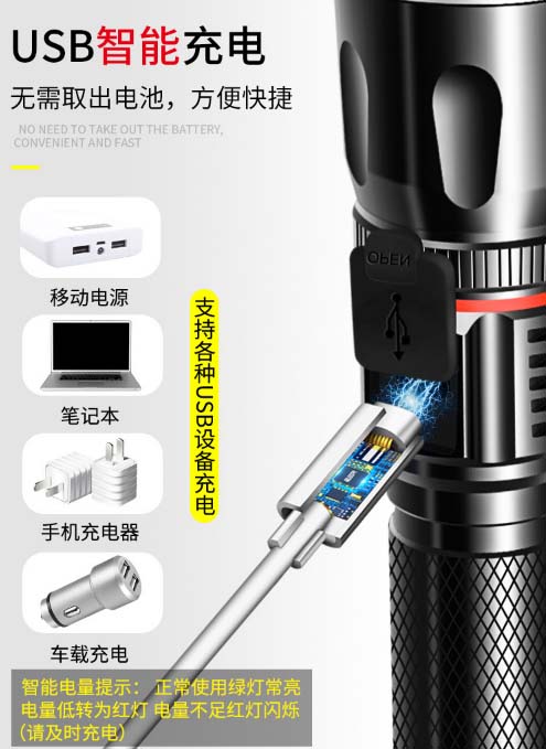 ไฟฉายพกพาแรงสูงส่องไกล 18650 Surround T1809