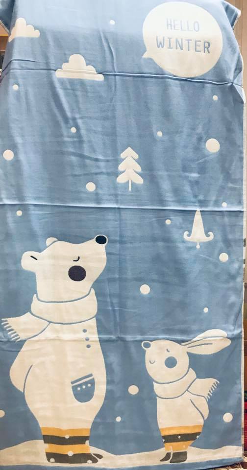 ผ้าเช็ดตัวผ้าฝ้ายสาลู ทอ 3 ชั้น ลายน่ารัก นุ่มมาก เด็กเล็กใช้ได้