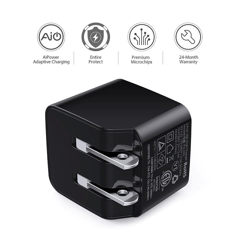 Adapter หัวชาร์จเร็ว Ultra Compact AiPower Adaptive Fast Charge 2 Ports รุ่น PA-U32 สีดำ