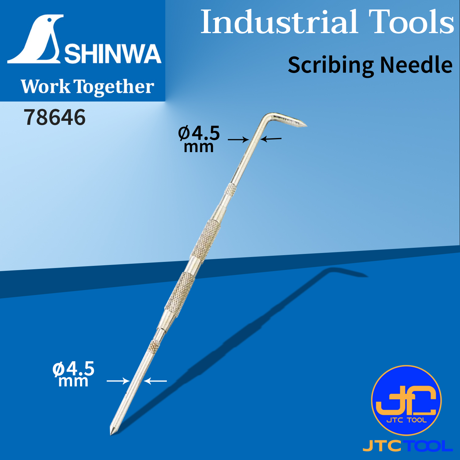 Shinwa ปากกาขีดเหล็ก ปลายขีดเหล็กแข็งพิเศษ ปลายขีดขนาด 4.5 มิล สำหรับขีดบนแผ่นเหล็ก พลาสติก หรือแผ่นไม้ รุ่น 78646 - Scribing Needle No.78646