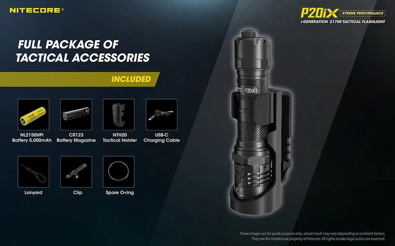 ไฟฉายพกพาแรงสูงขนาดเล็ก กระชับมือ Nitecore P20ix หลอด Cree XP-L2 V6 4 หลอด 4000 Lm