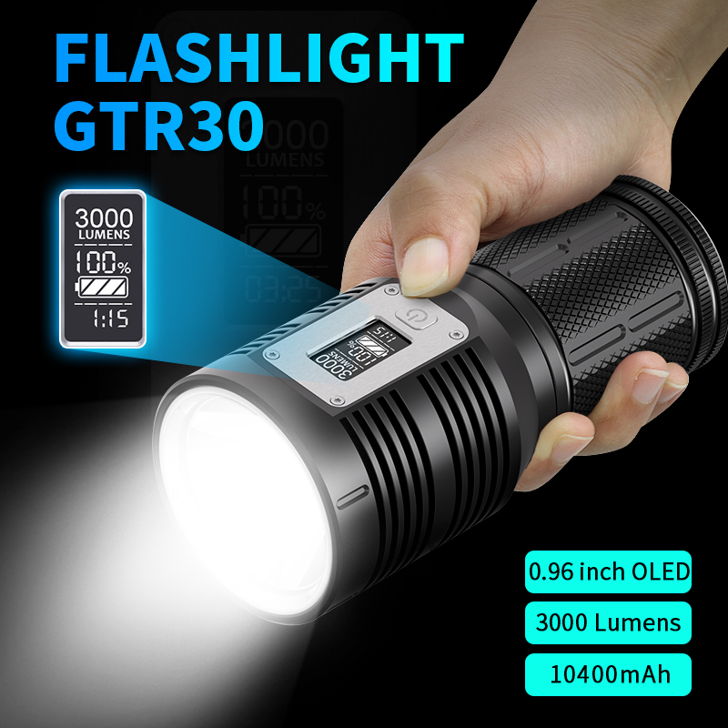 ไฟฉายจับถือ ขนาดกลาง Natfire GTR30 P90 LED 3000 LM