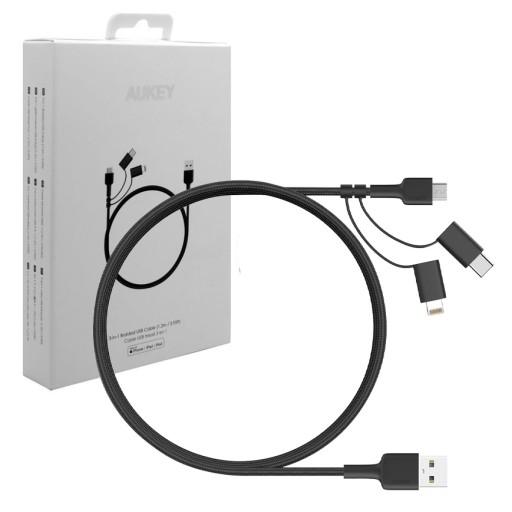 สายชาร์จ Aukey 3in1 Charger Cable CB-BAL5 Black