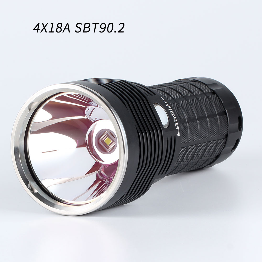 ไฟฉายแรงสูงขนาดกลาง แสงสุดสว่าง Convoy 4X18A SBT90.2 Black หลอด Luminus SBT90.2 5700K แสงค่อนไปเหลือง