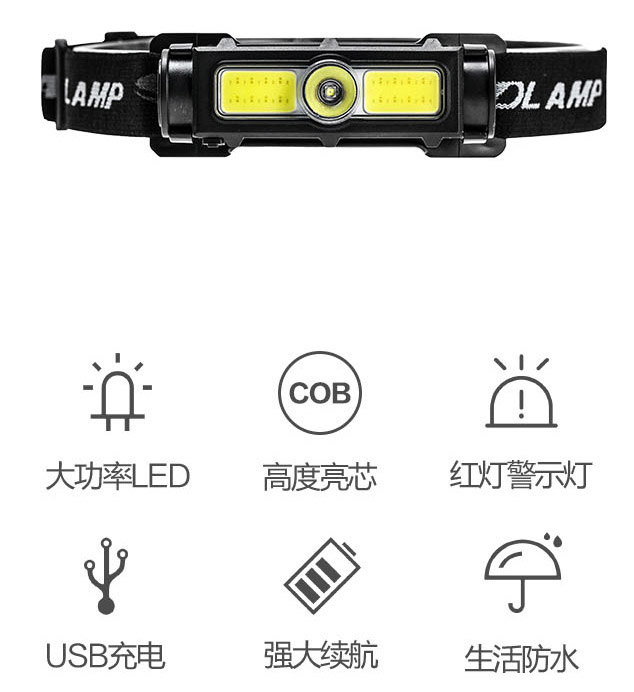 ไฟฉายคาดศีรษแบบหลอด COB และหลอด LED Kinsach KST-036 แบบมีแทบแม่เหล็ก