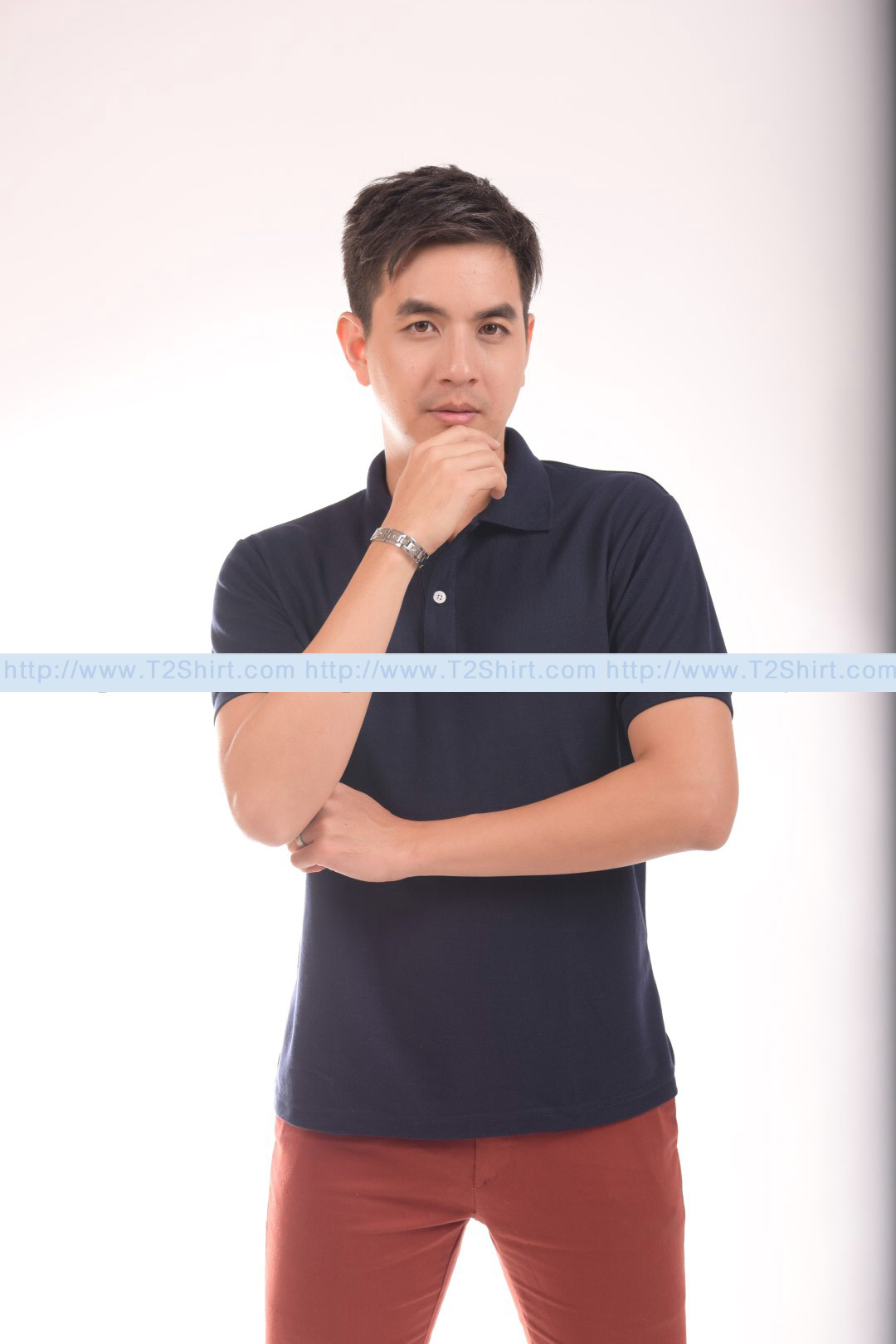 เสื้อโปโล TK แขนสั้น ทรงตรง สีกรมท่า Size L