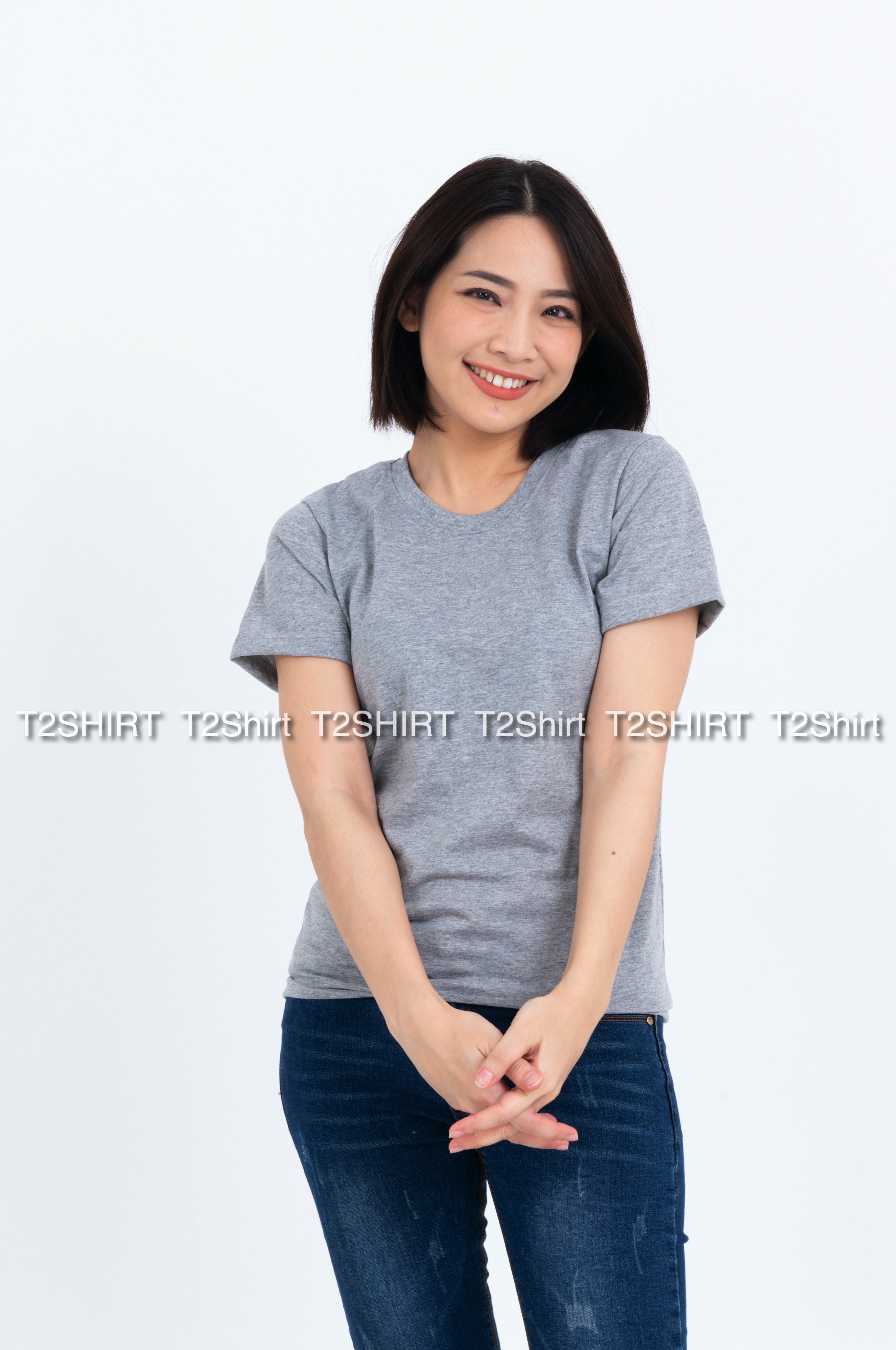 เสื้อยืด คอกลม แขนสั้น สีเทาท็อปดาย Size 3XL