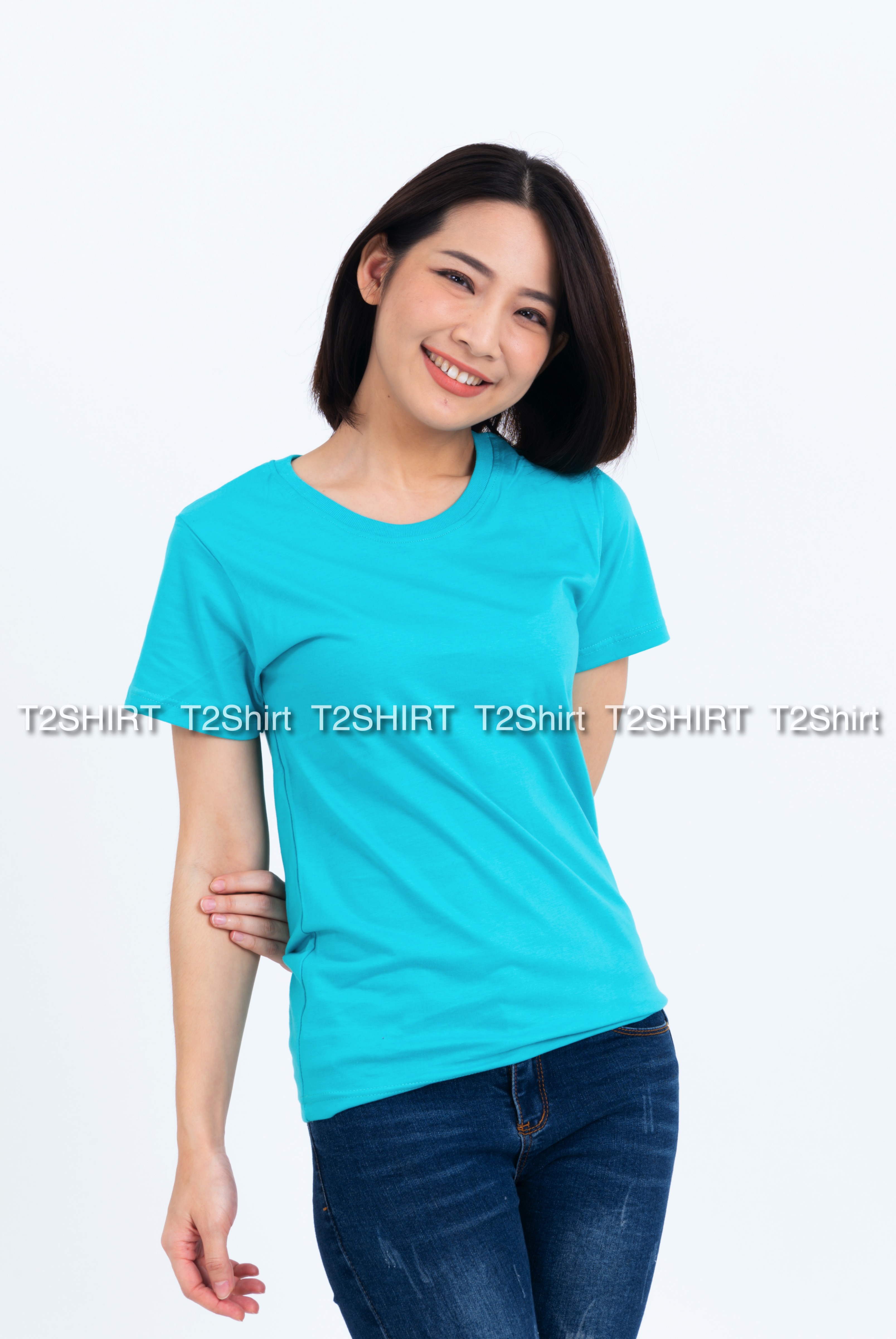 เสื้อยืด คอกลม แขนสั้น สีเขียวมิ้นต์ Size XL