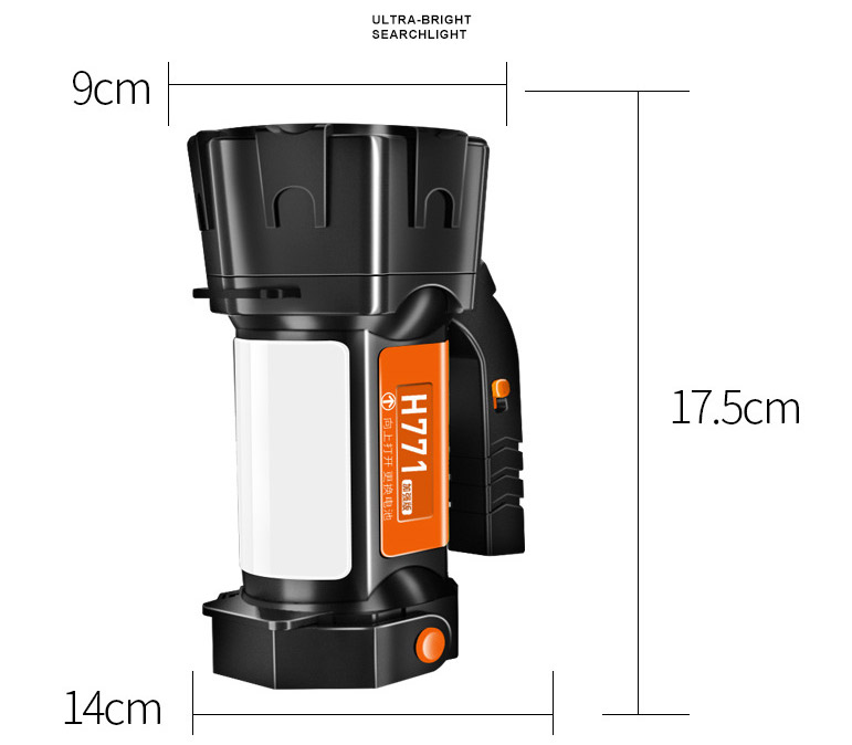 ไฟฉายสะพายแรงสูง แบบส่องไกล พร้อมโคมสีขาว และแดง Warsun H771