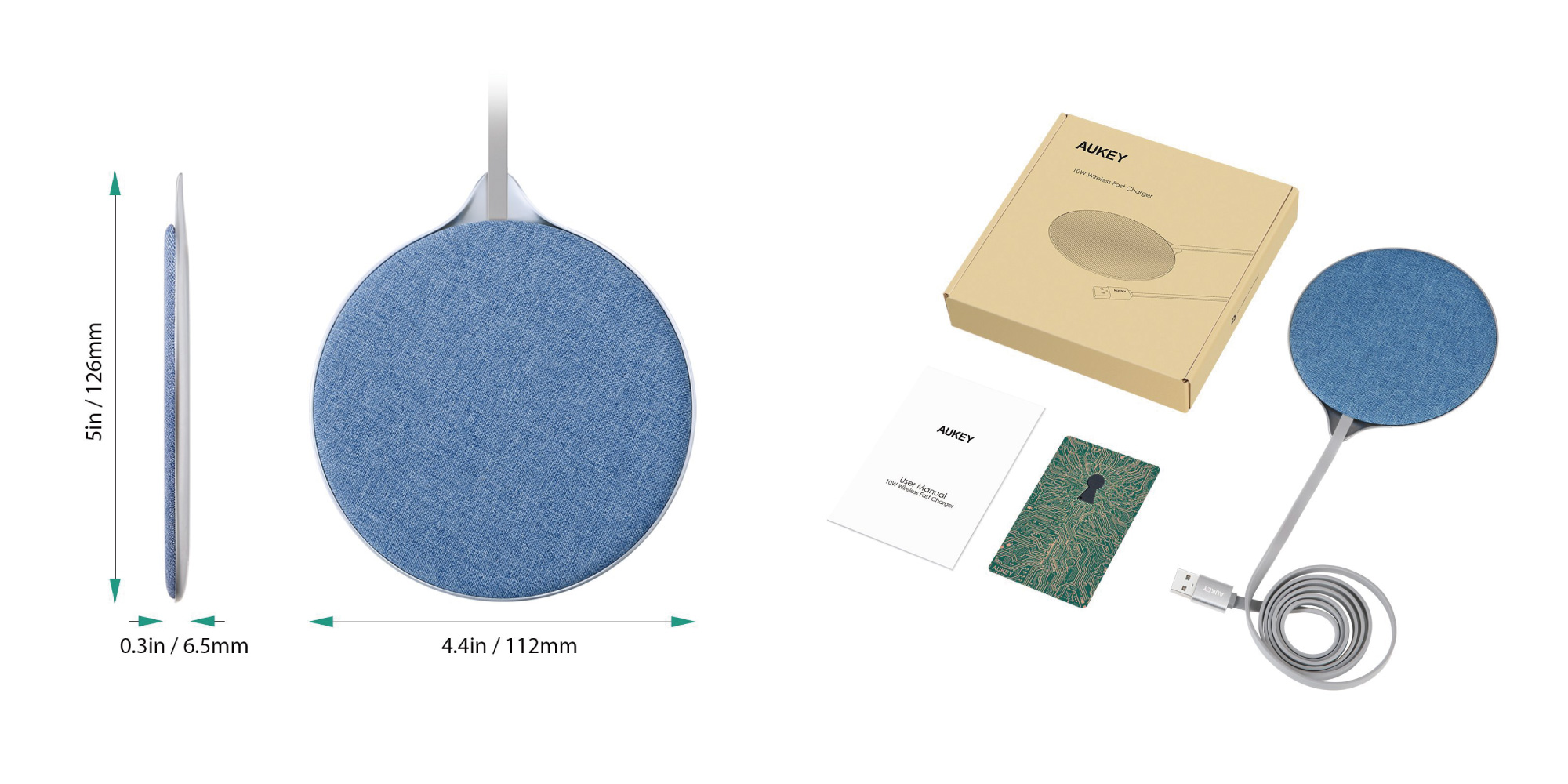 แท่นชาร์จไร้สาย AUKEY 10W Wireless Fast Charging Pad for Samsung Galaxy Note9 / S9 / S9+, LPhone X / Xs / Xs Max, and และรุ่นอื่นๆที่รองรับ รุ่น LC-Q4 สีดำ