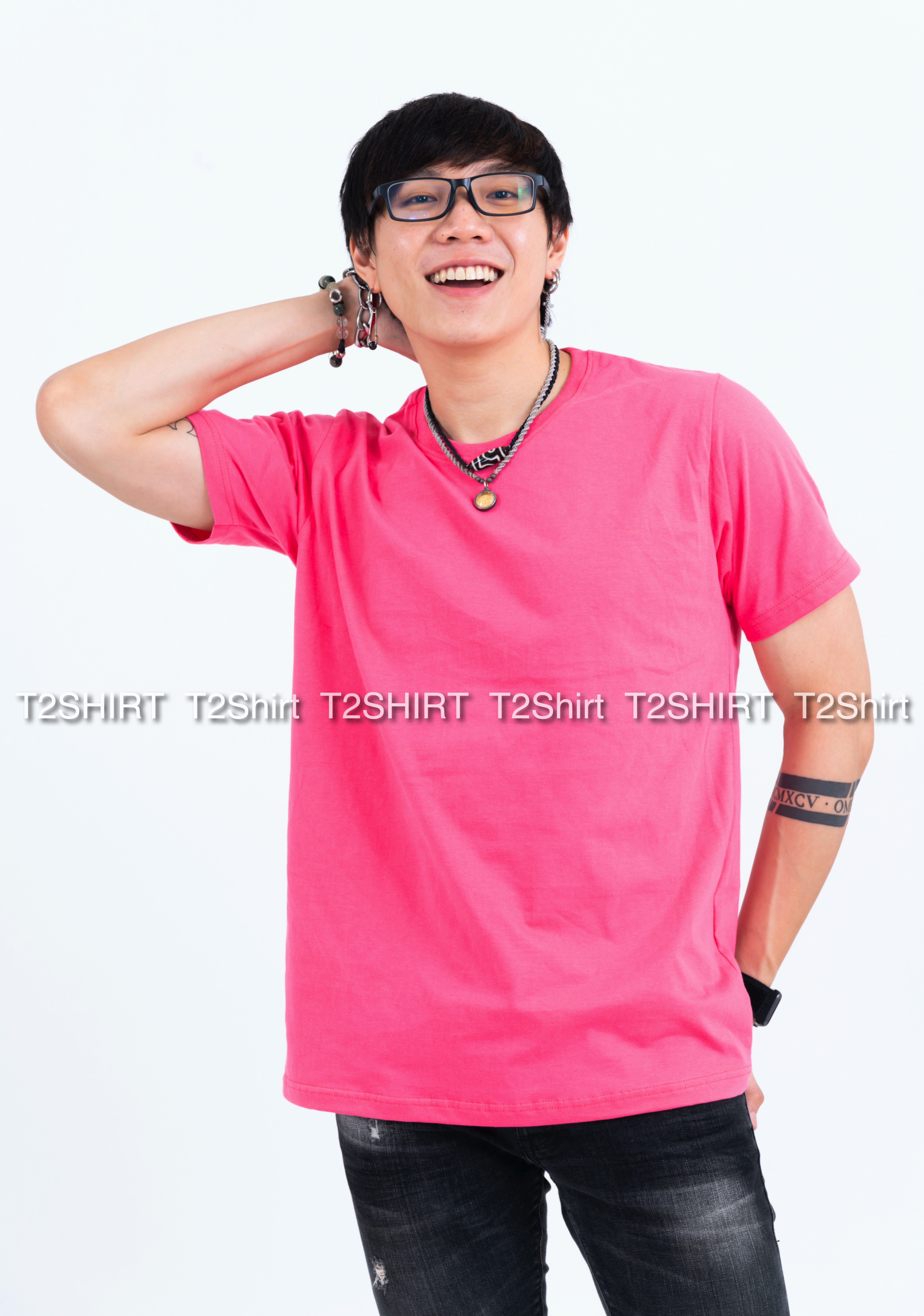 เสื้อยืด คอกลม แขนสั้น สีชมพู Sweety Size M