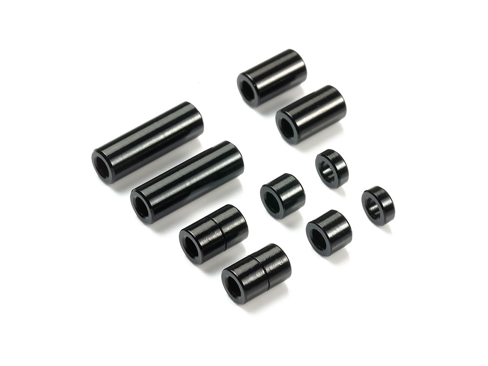 95481 Tamiya Aluminum Spacer Set (12/6.7/6/3/1.5mm, 2 Pcs. Each) (Black)