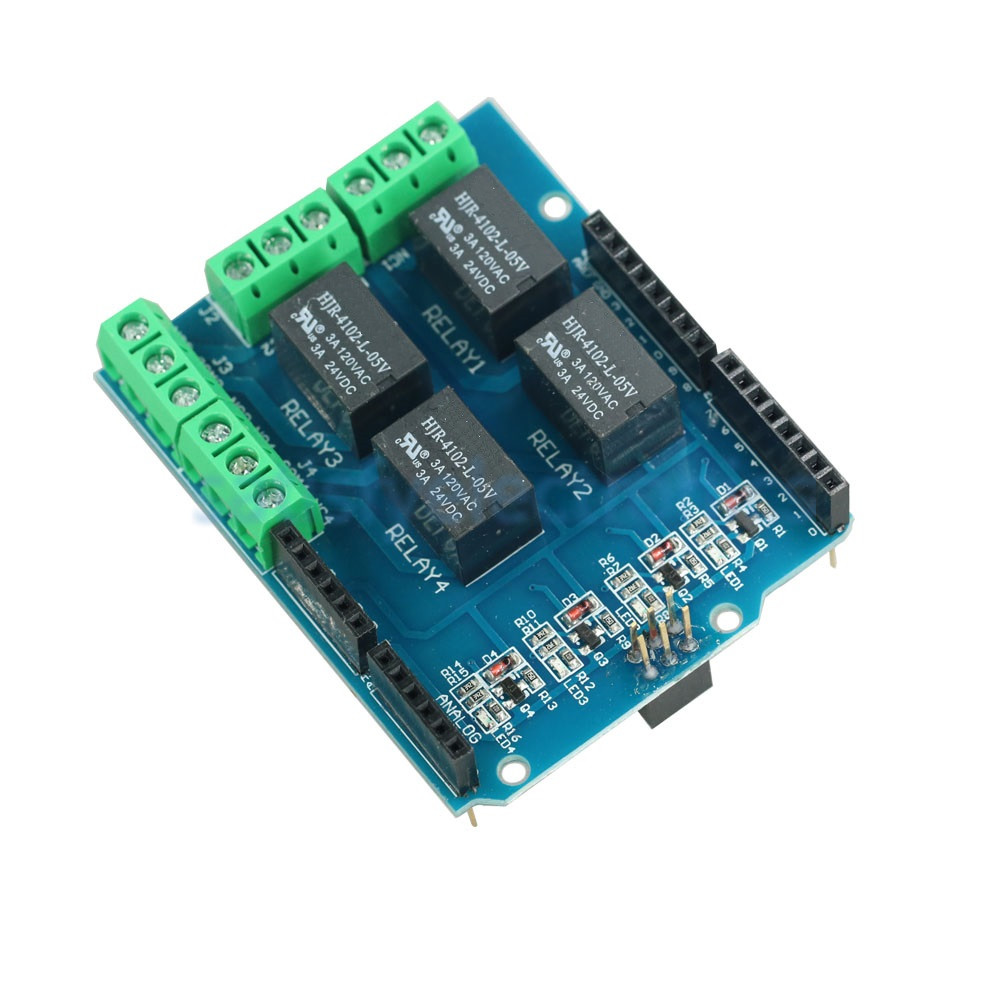 รีเลย์ 4 ช่อง สำหรับบอร์ด Arduino 4 Channel Relay Shield for Arduino