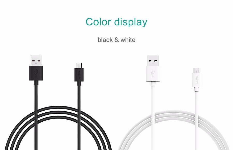 [Pack 5 เส้น] สายชาร์จ/ซิงค์ Aukey Micro USB 2.0 Data Sync Charge Cable (สีดำ) (CB-D5)