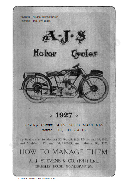 CD คู่มือซ่อม มอเตอร์ไซค์ AJS 3.46 H.P. 3-Speed ปี 1927 (EN)