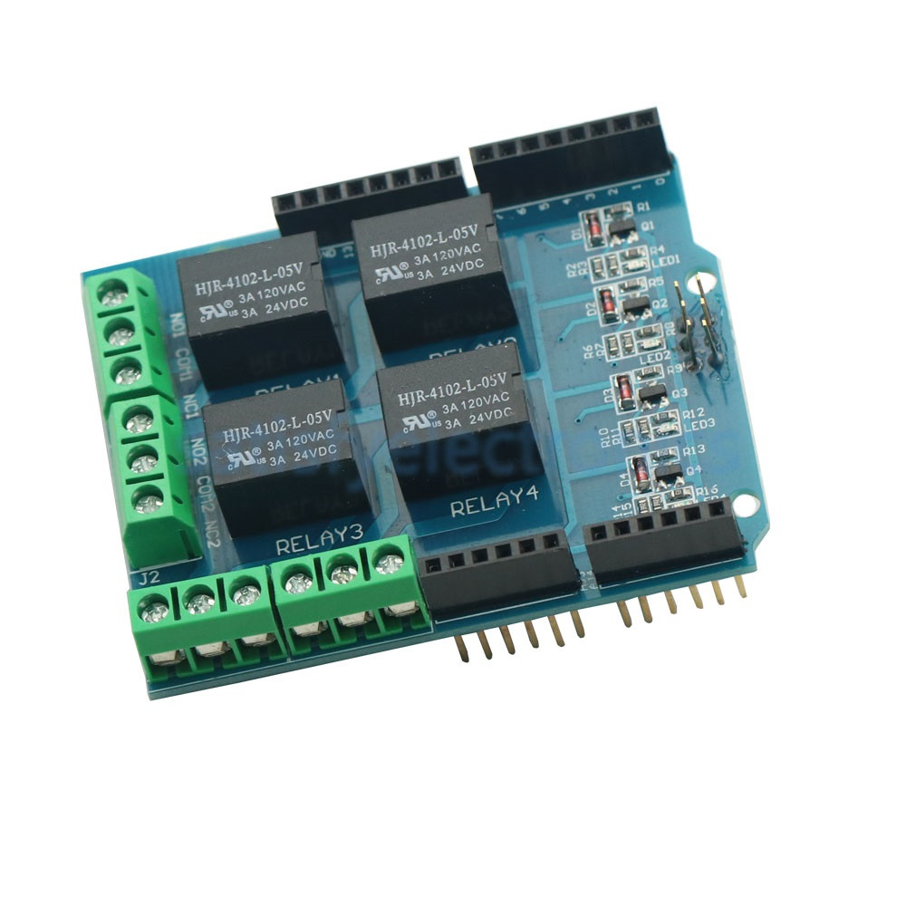 รีเลย์ 4 ช่อง สำหรับบอร์ด Arduino 4 Channel Relay Shield for Arduino