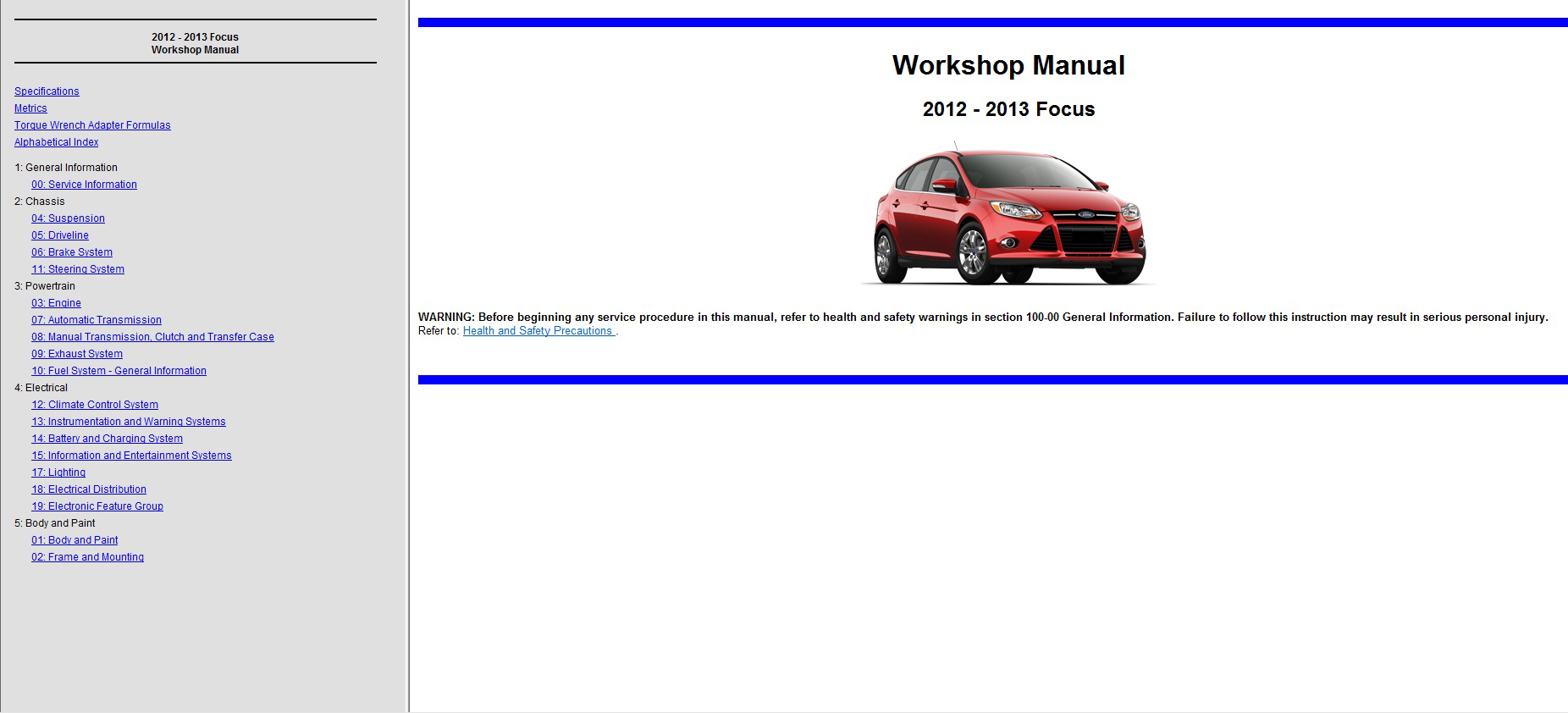 CD คู่มือซ่อม WIRING DIAGRAM All New Ford Focus 2012-2013
