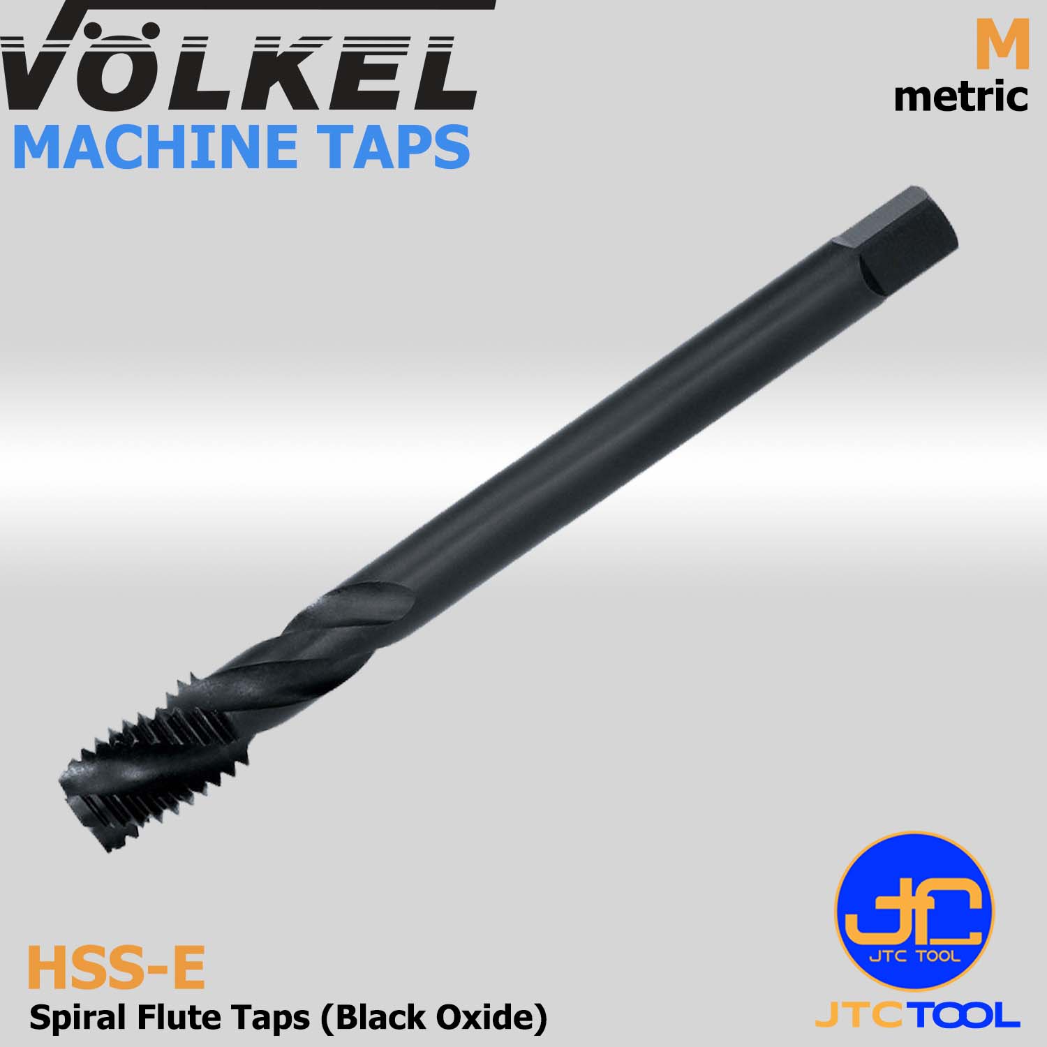 ดอกต๊าปเครื่องร่องเลื้อยไฮสปีดโคบอลสีดำหน่วยมิล(M) - HSS-E Machine Taps Spiral Flute Black Oxide Metric Thread (M) [Brand: Volkel]