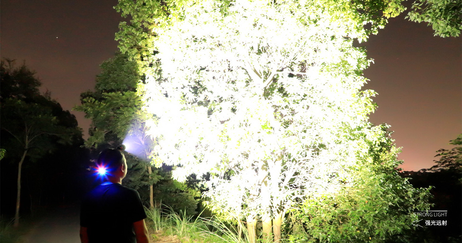 ไฟฉายคาดศีรษะแรงสูงแบบปรับขยายได้ Han Guang A2 หลอด HP20 แสงสีเหลือง พร้อมแบตเตอรี่ 18650 6 ก้อน