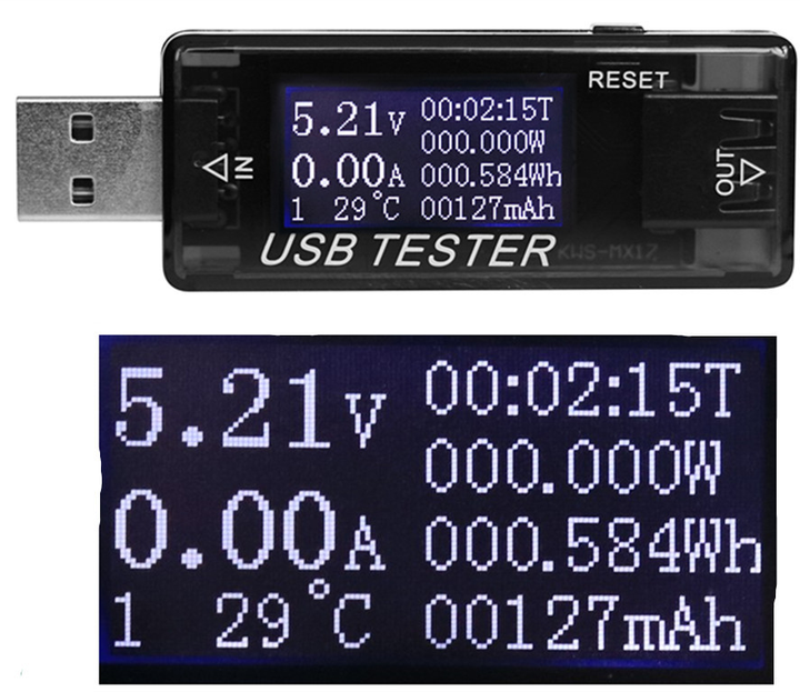 KWS-MX17 USB Tester Charger doctor Current Voltage Capacity Power Test เครื่องวัดแรงดันและกระแสไฟฟ้า
