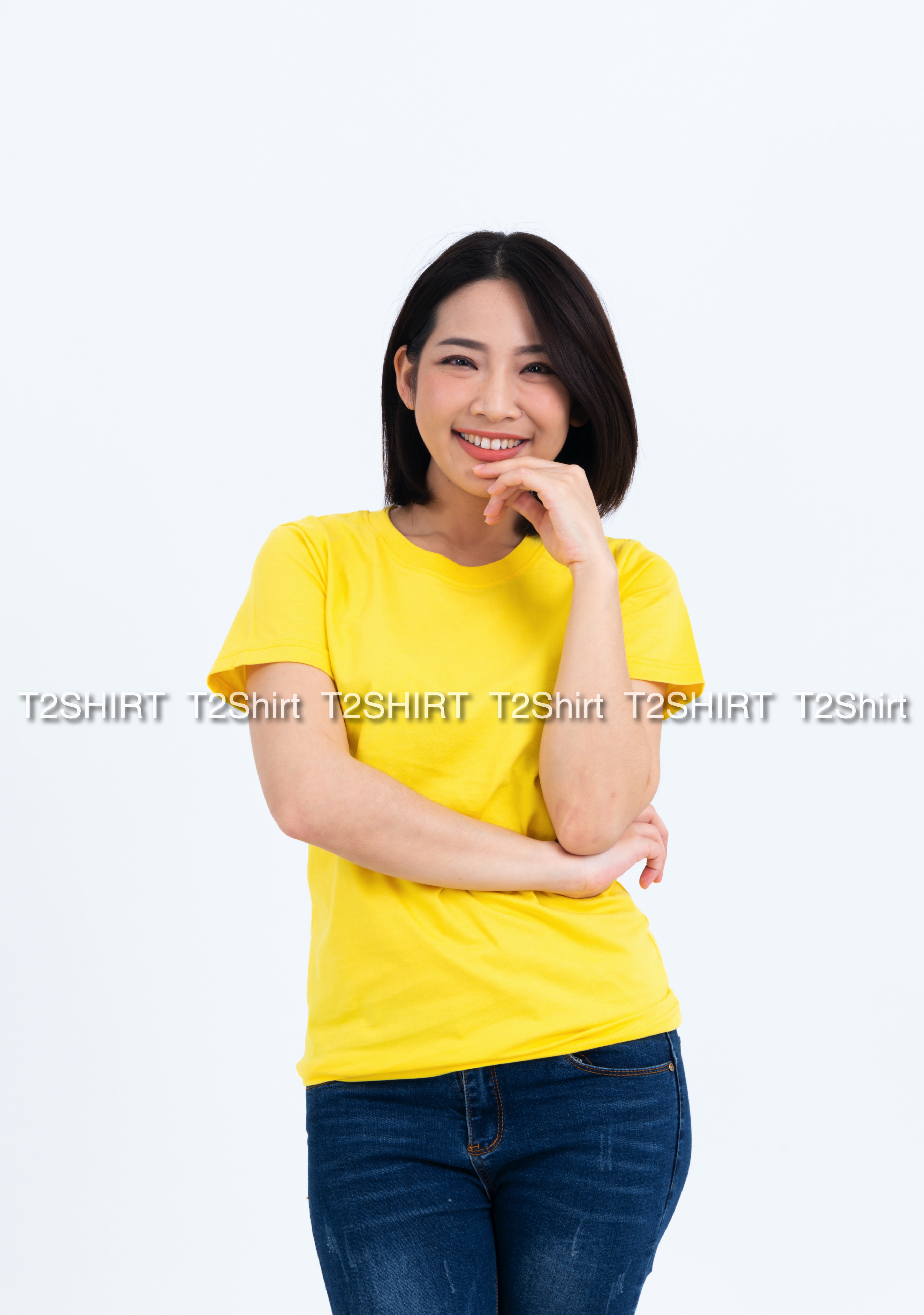 เสื้อยืด คอกลม แขนสั้น สีเหลือง Size S