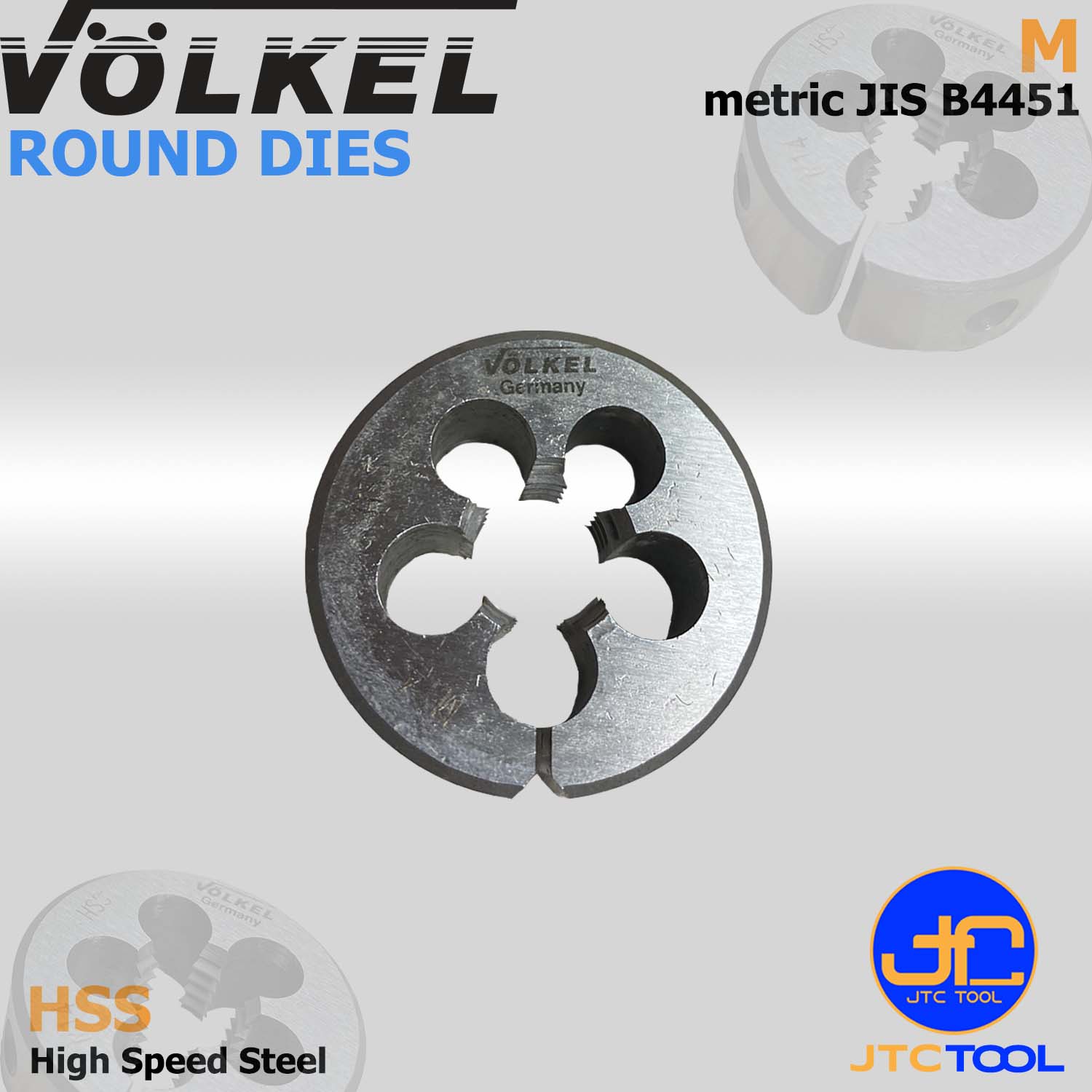 ดายต๊าปเกลียวไฮสปีดหน่วยมิล(M) - HSS Round Die (Metric) [Brand: Volkel]