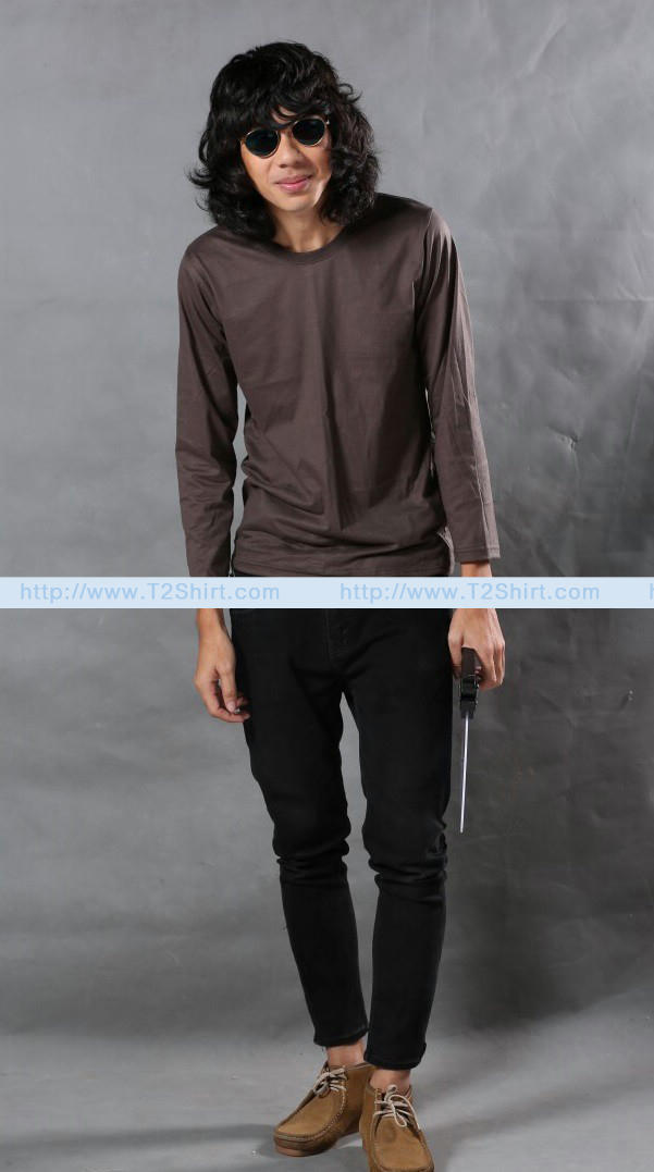 เสื้อยืด คอกลม แขนยาว สีเทาเข้ม Size 2XL