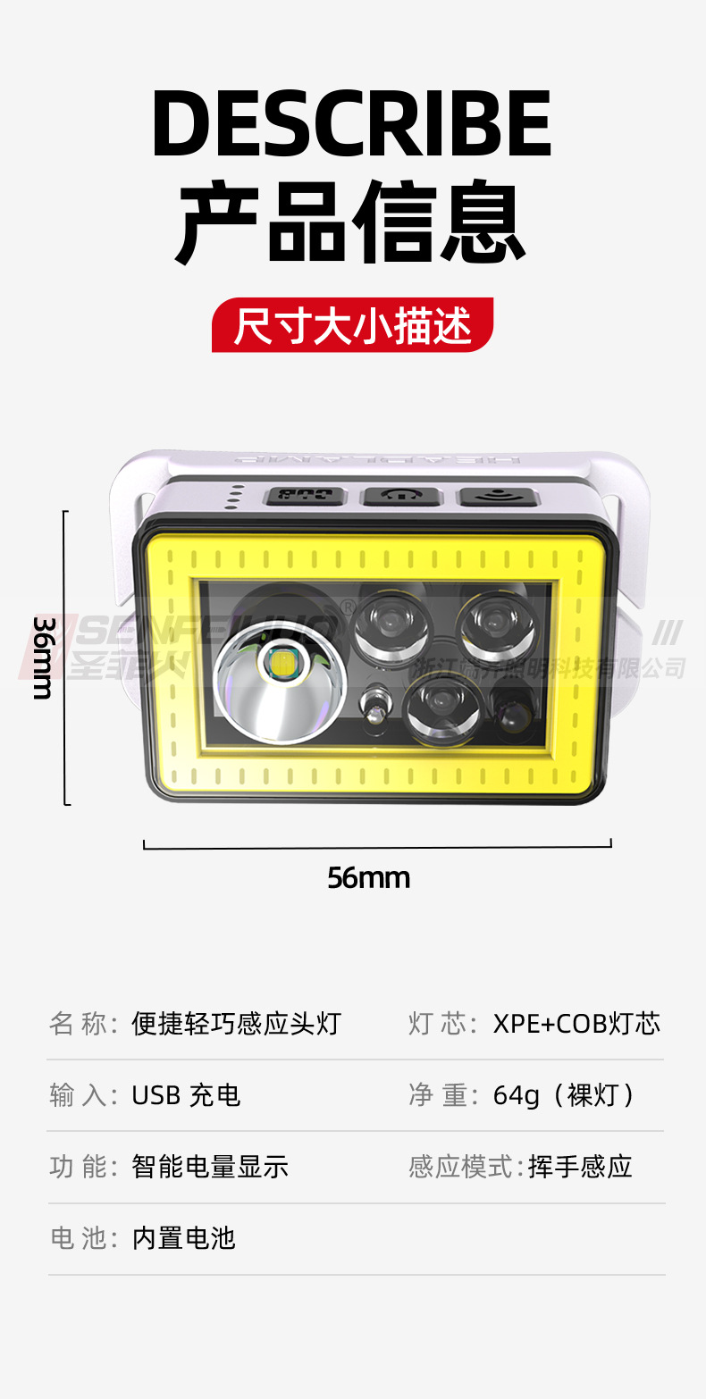 ไฟฉายคาดศีรษะแบบมีไฟ 3 สี แดง น้ำเงิน เขียว และแสงขาวปกติ และมี COB มีอินฟราเรด Santafe Fire T81 ตัวไฟฉายสีน้ำเงิน ขาว