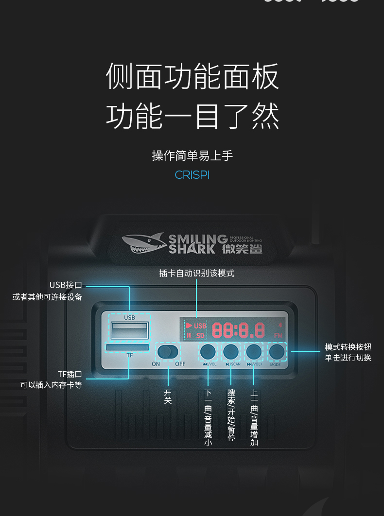 ไฟฉายสะพาย และจับถือ พร้อมวิทยุ และที่ต่อหลอดไฟ LED และโซล่าเซล 8066-X รุ่นสีเขียว พร้อมหลอด LED 3 ดวง และแผงโซล่าเซลล์